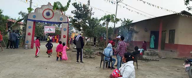 gathering of villagers in Nepal